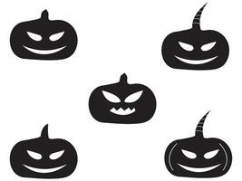 Happy halloween vector silhouette illustration set isolated on a white background.