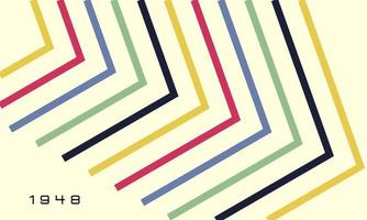 Abstract colorful 40s background vector. Vintage retro style wallpaper with lines, rainbow stripes, geometric shapes. 1940s color illustration design suitable for poster, banner, decorative, wall art vector
