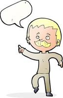 cartoon man with mustache pointing with speech bubble vector