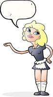 cartoon waitress serving with speech bubble vector