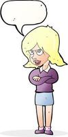 cartoon angry woman with speech bubble vector