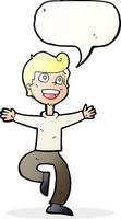 cartoon excited boy with speech bubble vector