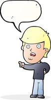 cartoon shocked man pointing with speech bubble vector