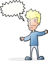 cartoon nervous man with speech bubble vector