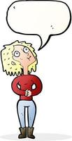 cartoon woman looking upwards with speech bubble vector