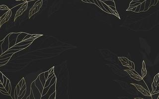 hand drawn golden tropical leaves background vector