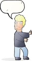 cartoon nervous man with speech bubble vector