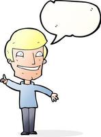 cartoon grinning man with idea with speech bubble vector