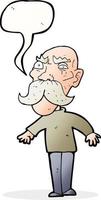 cartoon angry old man with speech bubble vector