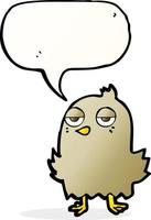 cartoon bored bird with speech bubble vector