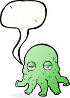 cartoon alien squid face with speech bubble vector