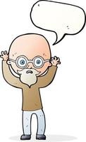 cartoon stressed bald man with speech bubble vector