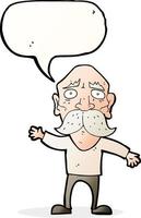 cartoon worried old man with speech bubble vector