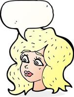 cartoon woman looking concerned with speech bubble vector