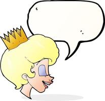 cartoon princess with speech bubble vector