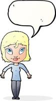 cartoon girl shrugging shoulders with speech bubble vector