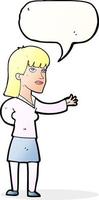 cartoon woman explaining with speech bubble vector