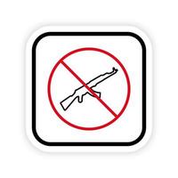 Ak47 Line Red Stop Symbol. No Russian Machine Gun Outline Icon. Weapon Warning Symbol. Kalashnikov Assault Rifle Ban Sign. AK 47 Prohibition Sign. Isolated Vector Illustration.