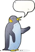 cartoon penguin waving with speech bubble vector