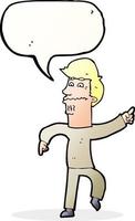 cartoon worried man pointing with speech bubble vector