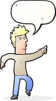 cartoon worried man pointing with speech bubble vector