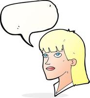 cartoon serious woman with speech bubble vector