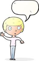 cartoon waving boy with speech bubble vector