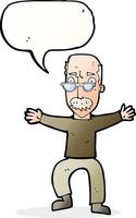 cartoon old man waving arms with speech bubble vector