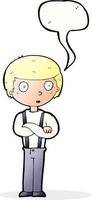 cartoon staring boy with speech bubble vector