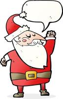 cartoon santa claus punching air with speech bubble vector