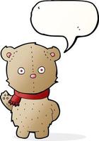 cartoon teddy bear wearing scarf with speech bubble vector