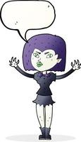 cartoon vampire girl with speech bubble vector