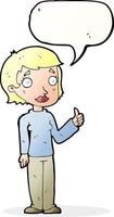 cartoon woman giving thumbs up symbol with speech bubble vector