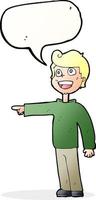 cartoon man pointing and laughing with speech bubble vector