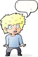 cartoon frightened boy with speech bubble vector