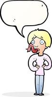 cartoon woman sticking out tongue with speech bubble vector