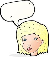 cartoon female face with speech bubble vector