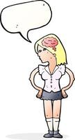 cartoon intelligent woman with speech bubble vector