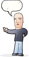 cartoon tough guy pointing with speech bubble vector