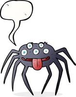 cartoon gross halloween spider with speech bubble vector