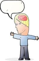 cartoon man with brain with speech bubble vector