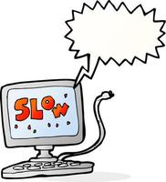 cartoon slow computer with speech bubble vector