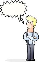 cartoon annoyed man with speech bubble vector