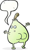 una bonita caricatura de pera con burbuja de habla vector