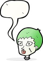 cartoon female zombie head with speech bubble vector