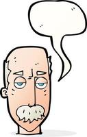 cartoon bored old man with speech bubble vector