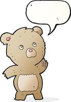 cartoon curious teddy bear with speech bubble vector