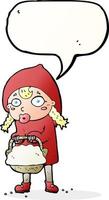 little red riding hood cartoon with speech bubble vector