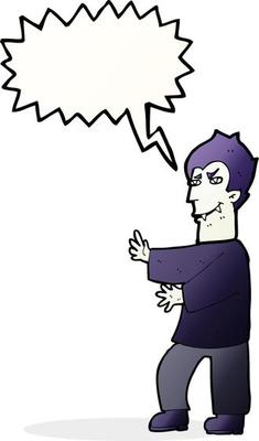 cartoon vampire with speech bubble
