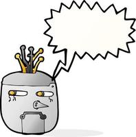 cartoon robot head with speech bubble vector